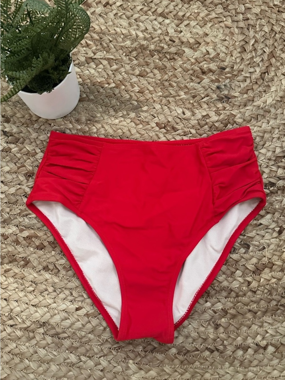 Cupshe Red High Waist Bikini Bottom